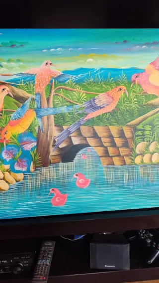 Cuadro haitiano acrílico sobre madera