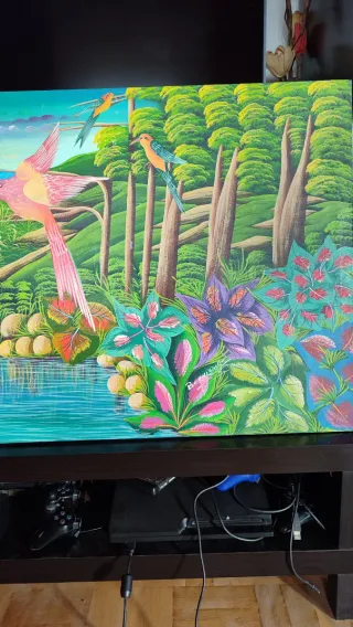 Cuadro haitiano acrílico sobre madera