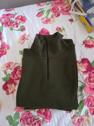 Maglione pile mezza zip verde oliva