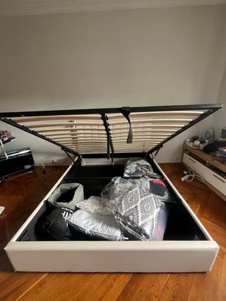 Cama 160x200 cm con somier y almacenaje