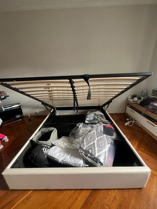 Cama 160x200 cm con somier y almacenaje