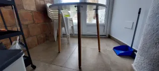 Mesa redonda salón madera blanca 90 cm