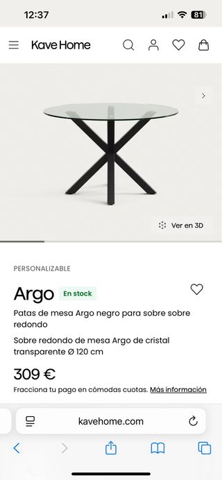 Mesa redonda cristal y 4 sillas