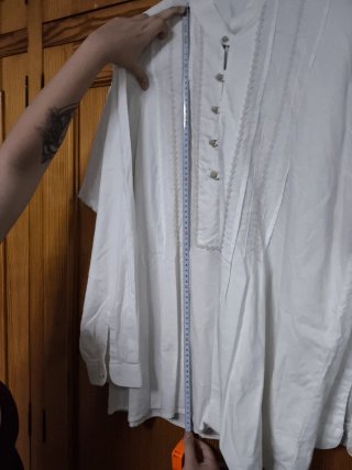 Camisa fallera blanca Manga 80cm, largo 75. Adulto