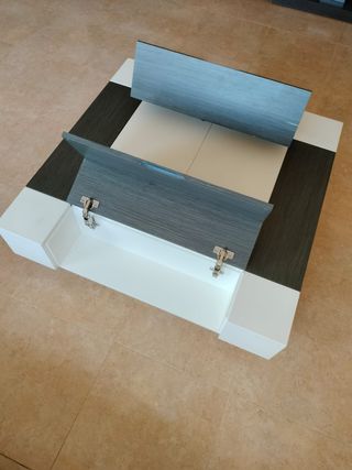 Mesa centro moderna almacenaje cristal madera