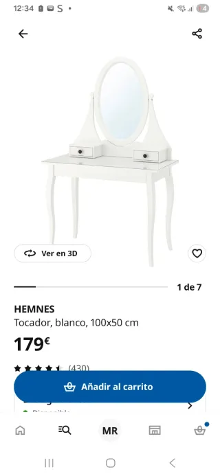 Tocador HEMNES blanco 100x50 cm