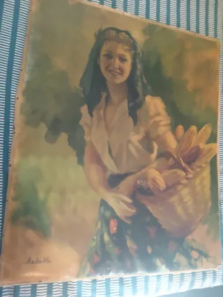 Litografía Pedro Batalla - Mujer con cesta