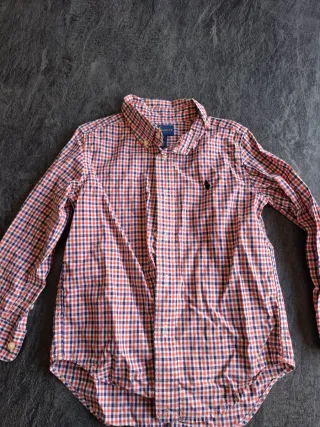 Camisa polo niño rayas roja y azul