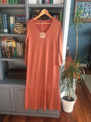 Vestido Yasmin Naranja Brillo Talla XXL.