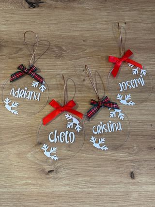 Bola Navidad Personalizada Nombre y lazo