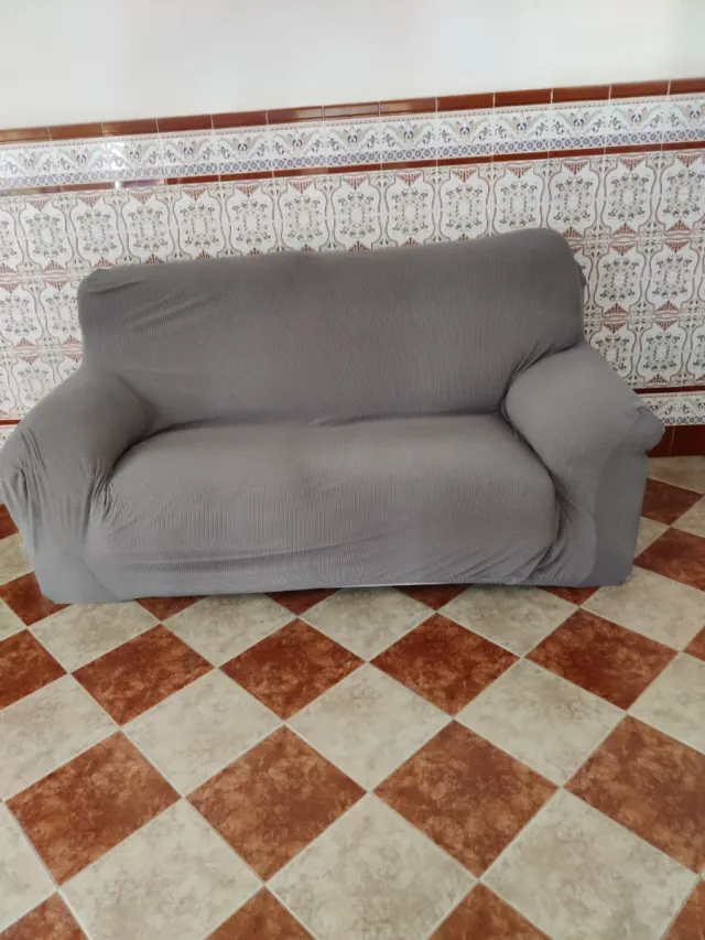 Sofá 3 plazas beige/grisáceo