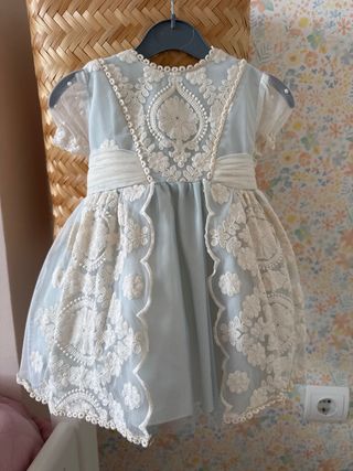 Vestido ceremonia niña 24 meses. Azul de colibrí