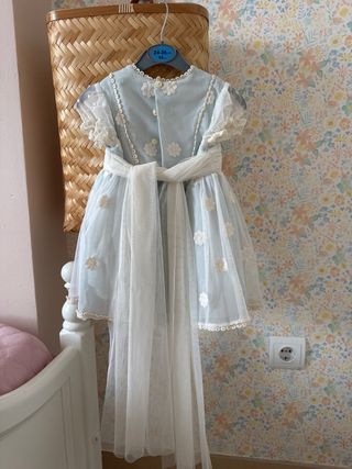 Vestido ceremonia niña 24 meses. Azul de colibrí