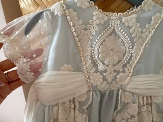 Vestido ceremonia niña 24 meses. Azul de colibrí