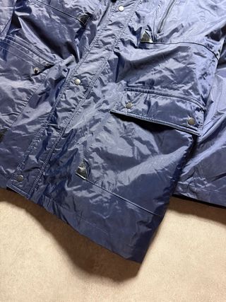 Impermeabile Lungo Blu Vintage Uomo XL