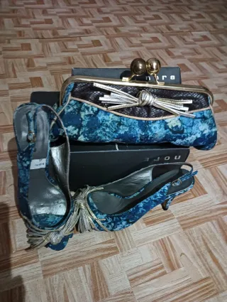 Conjunto Bolso y Zapatos Azul Talla 37