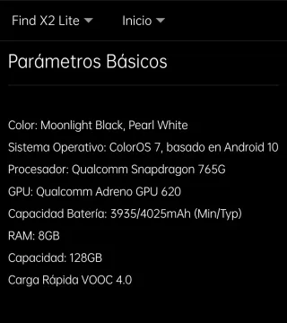 OPPO Find X2 Lite 128GB Negro
