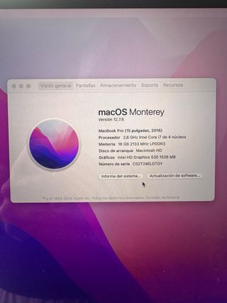 MacBook Pro 15 2016 500GB SSD Radeon 460