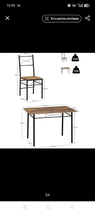 Mesa de comedor y 4 sillas