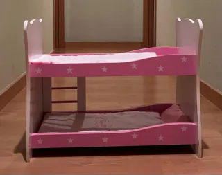 Cuna para muñecas rosa con estrellas