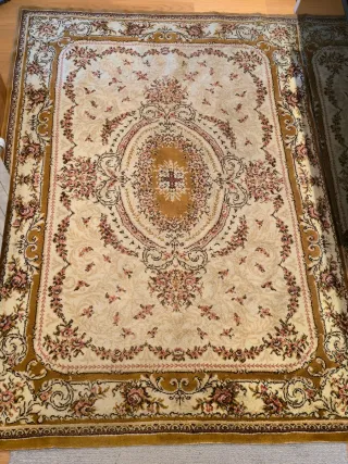 Alfombra Lana Persa 194 x140 cm Beige/Oro