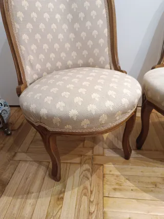 Poltroncine vintage basse in tessuto e legno