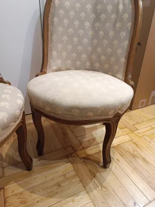 Poltroncine vintage basse in tessuto e legno