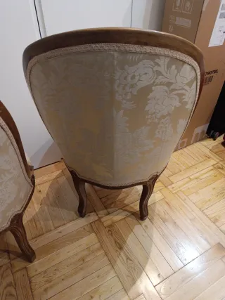 Poltroncine vintage basse in tessuto e legno