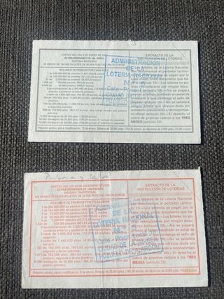 Cupones Lotería Nacional 2000 y 2001