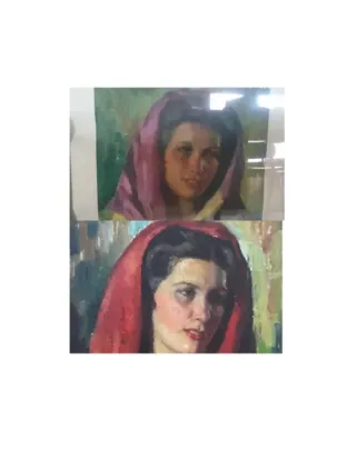 Litografía Mujer con velo