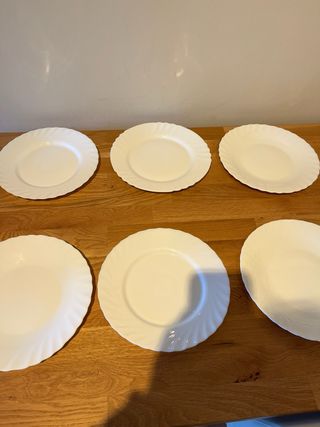 6 Platos Llanos Porcelana Blancos