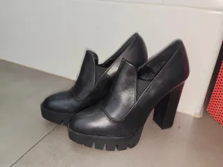 Zapatos Zara Woman Tacón Plataforma Negro