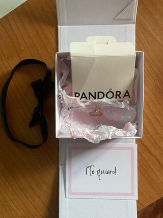 Anillo Pandora Corazón Dorado Rosa