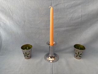 Lote 3 portavelas metal y cristal