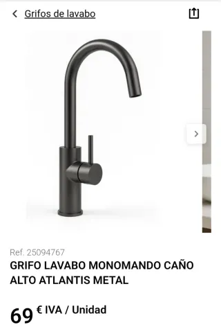 Grifo cocina monomando Atlantis -  gun metal
