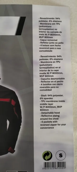 Cazadora Invierno Impermeable Gris y Roja