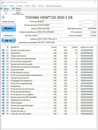 Disco Duro Toshiba HDWT720 2TB #36S89H