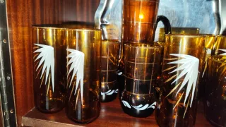 Juego de vasos de tubo vintage ambar