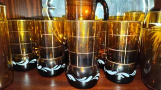 Juego de vasos de tubo vintage ambar