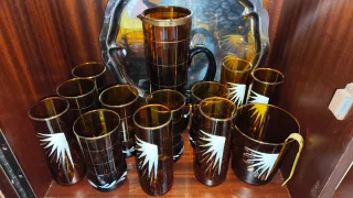 Juego de vasos de tubo vintage ambar