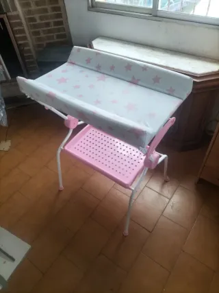 Cambiador bañera bebé estrellas rosa