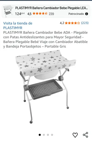 Cambiador bañera bebé estrellas rosa