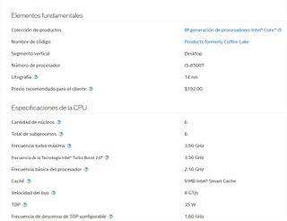 Intel Core i5-8500T Procesador