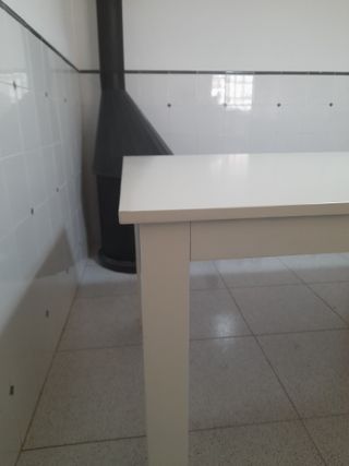 Mesa de comedor madera alta calidad blanco crema