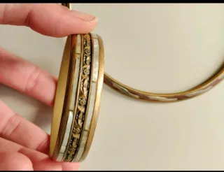 Pulsera Bronce Incrustaciones Nácar