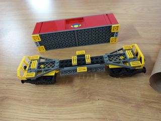 Vagón Lego Tren Porta Contenedores Rojo