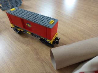 Vagón Lego Tren Porta Contenedores Rojo