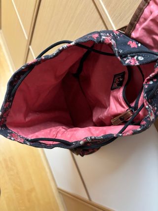 Mochila Lois Mujer Flores Negra Rosa