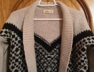 Chaqueta Hollister Lana Beige y Negro