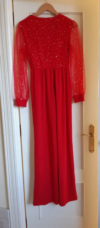 Mono fiesta lentejuelas manga tul